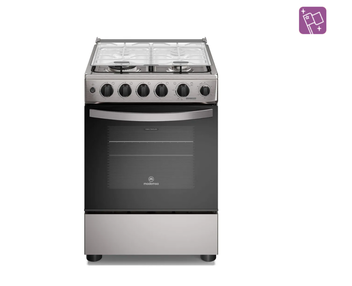 Cocina a Gas 4 Platos Mademsa Horno a Vapor y Triple Llama FM4SSC Inox