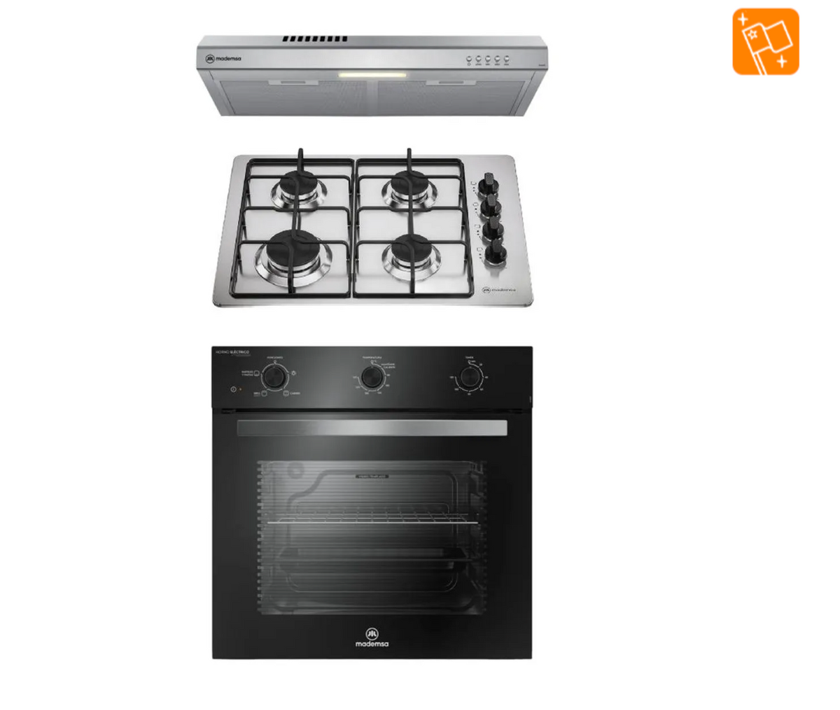 Kit empotrable Horno OM6TB + Encimera a Gas KM4GX + Campana DM6SS