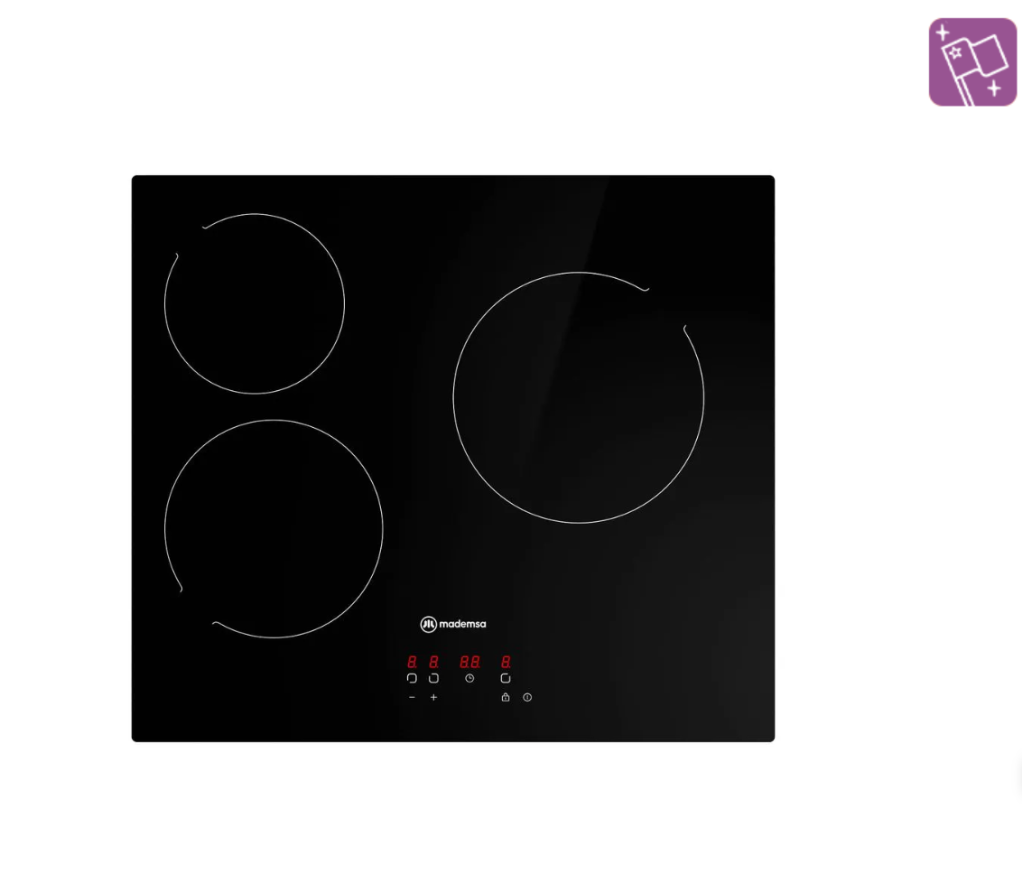 Encimera Eléctrica 3 Platos Mademsa Victrocerámica VM3TR Negra