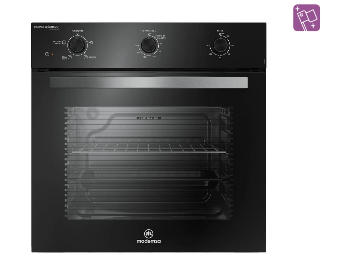 Horno Empotrable Eléctrico Mademsa 59L Temporizador y Limpia Fácil OM6TB Negro