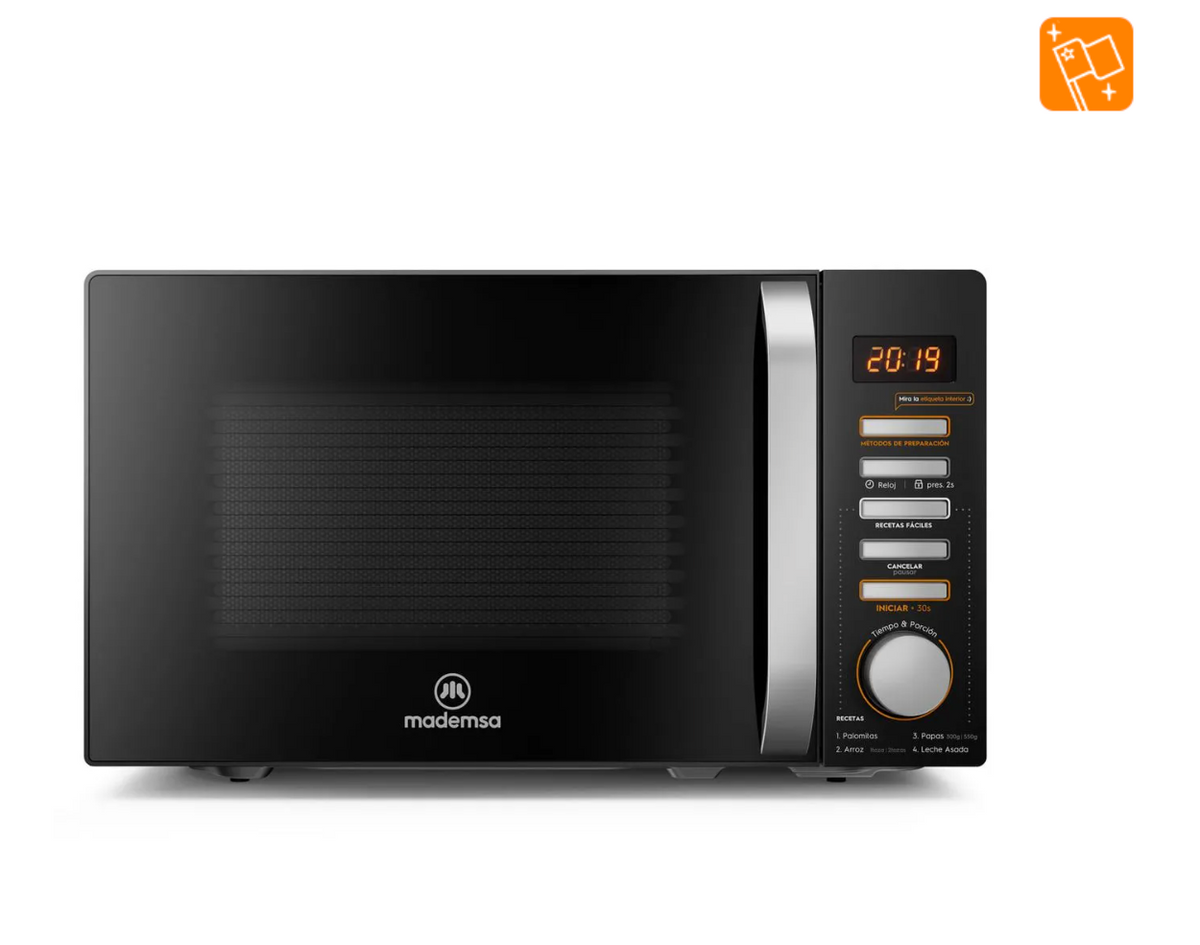 Microondas Mademsa 20 Litros Digital Descongelamiento Inteligente MM20FBH Negro