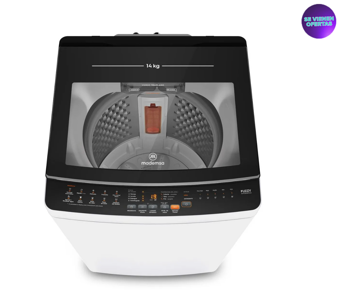 Lavadora Automática Mademsa 14Kg Carga Superior Dispensador Easy&Clean MDWMT14W Blanca