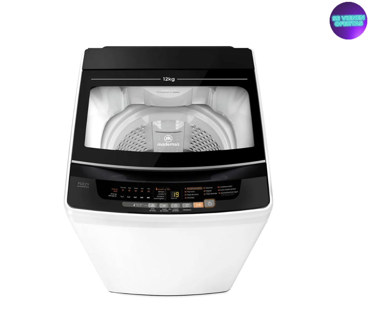 Lavadora Automática Mademsa 12Kg Carga Superior Fuzzy Automático 12 BZG Blanca