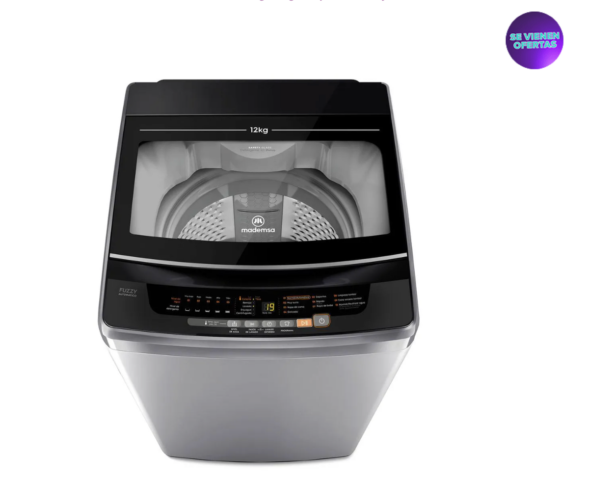 Lavadora Automática Mademsa 12Kg Carga Superior Fuzzy Automático 12 SZG Gris