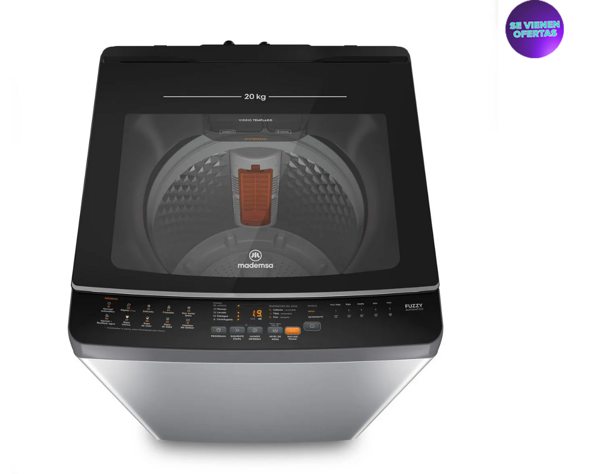 Lavadora Automática Mademsa 20Kg Carga Superior Dispensador Easy&Clean MDWMT20S Silver