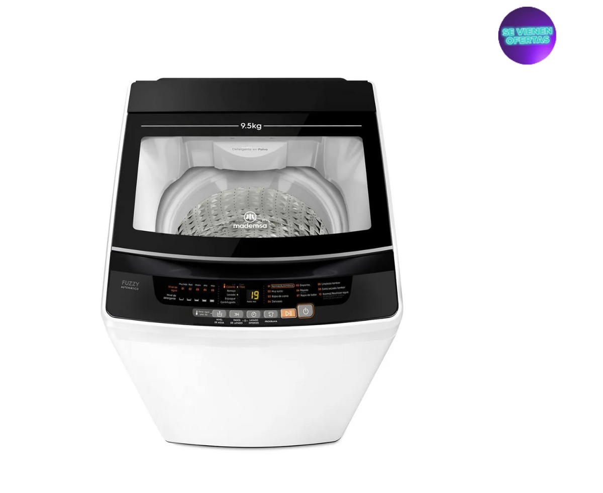 Lavadora Automática Mademsa 9,5Kg Carga Superior Fuzzy Automático 9,5 BZG Blanca