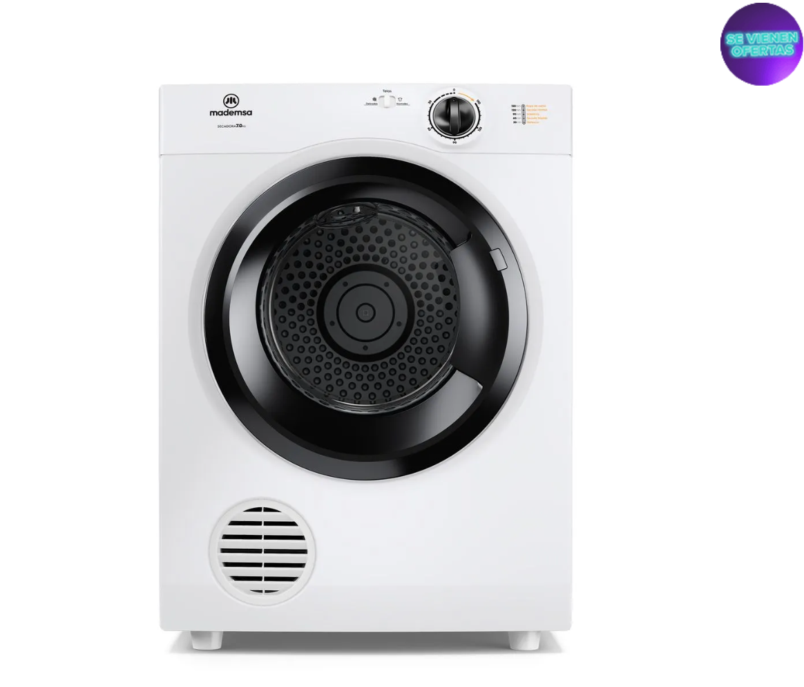 Secadora de Ropa Mademsa 7Kg Carga Frontal Secado Automático 7D BZG PRO Blanca