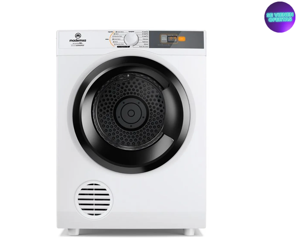 Secadora de Ropa Mademsa 9Kg Carga Frontal Secado Automático y Panel Digital 9D BZG PRO Blanca