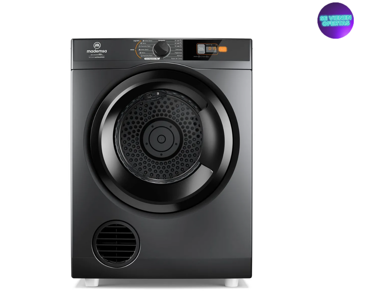 Secadora de Ropa Mademsa 9kg Carga Frontal Secado Automático y Panel Digital 9D SZG PRO Ónix