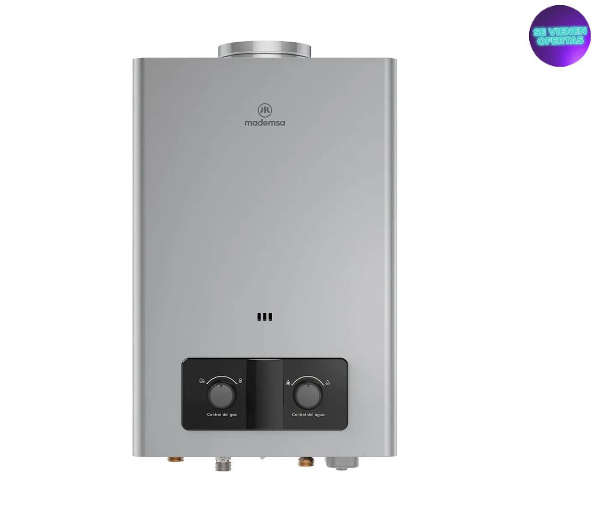 Calefont Gas Licuado Mademsa 8 Litros Tiro Natural Ionizado CMN08G Gris